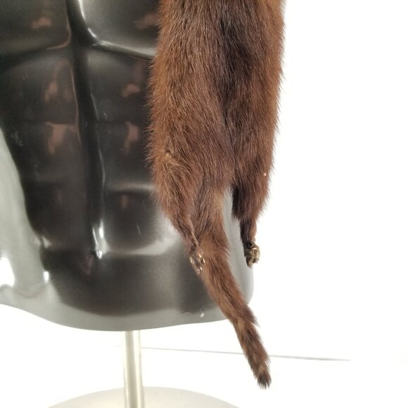 Vintage Hess's Genuine Mink Fur Stole Wrap Scarf w/ 3 Full Body Pelts - Picture 3 of 10